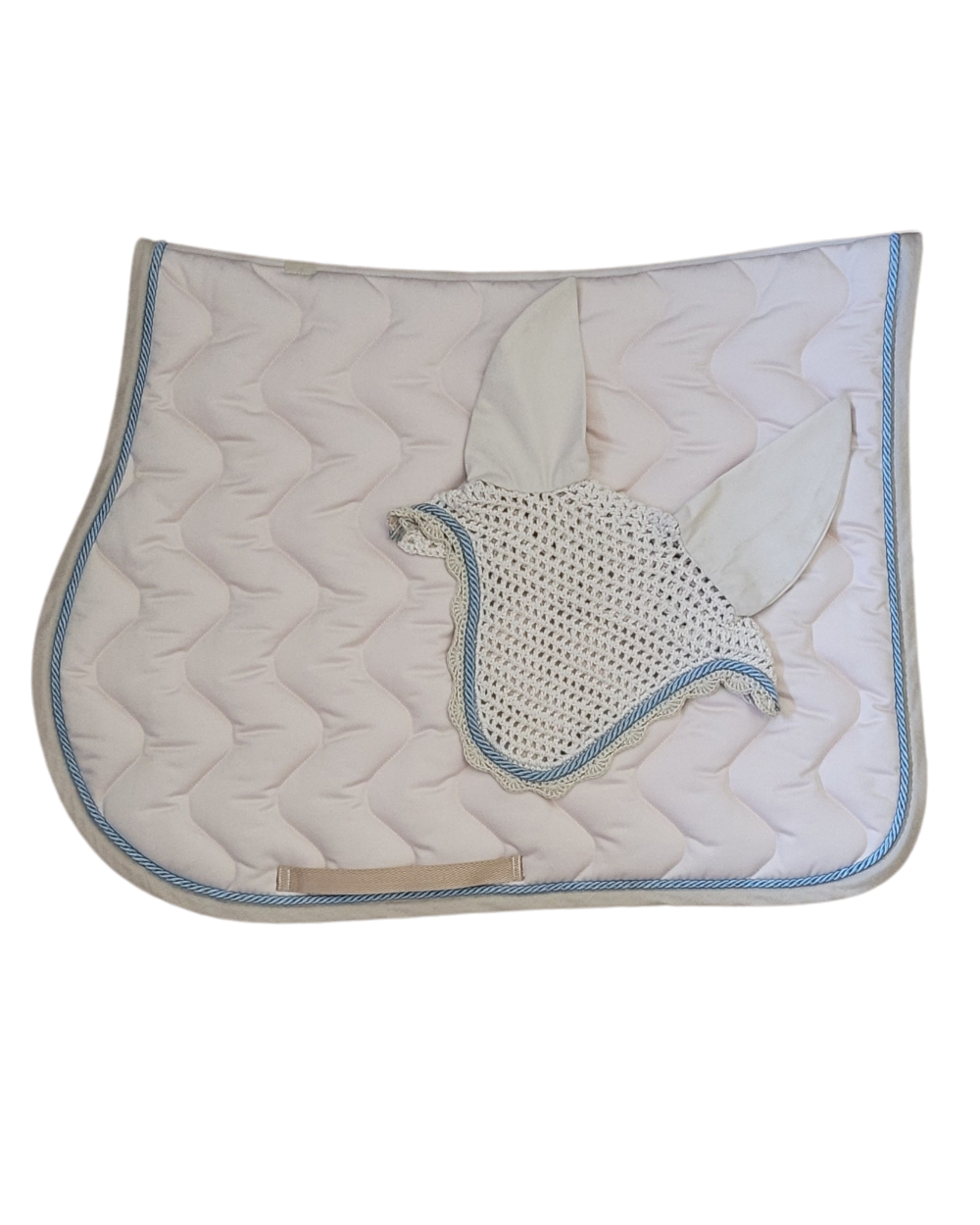 RG Italy set of jumping saddle pad and fly hat cream