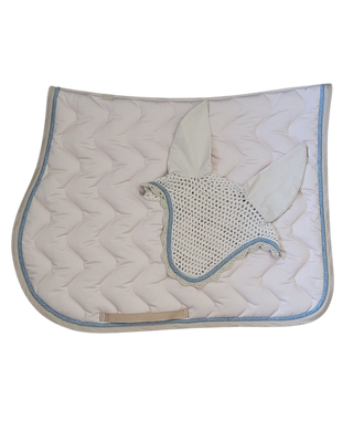 RG Italy set of jumping saddle pad and fly hat cream