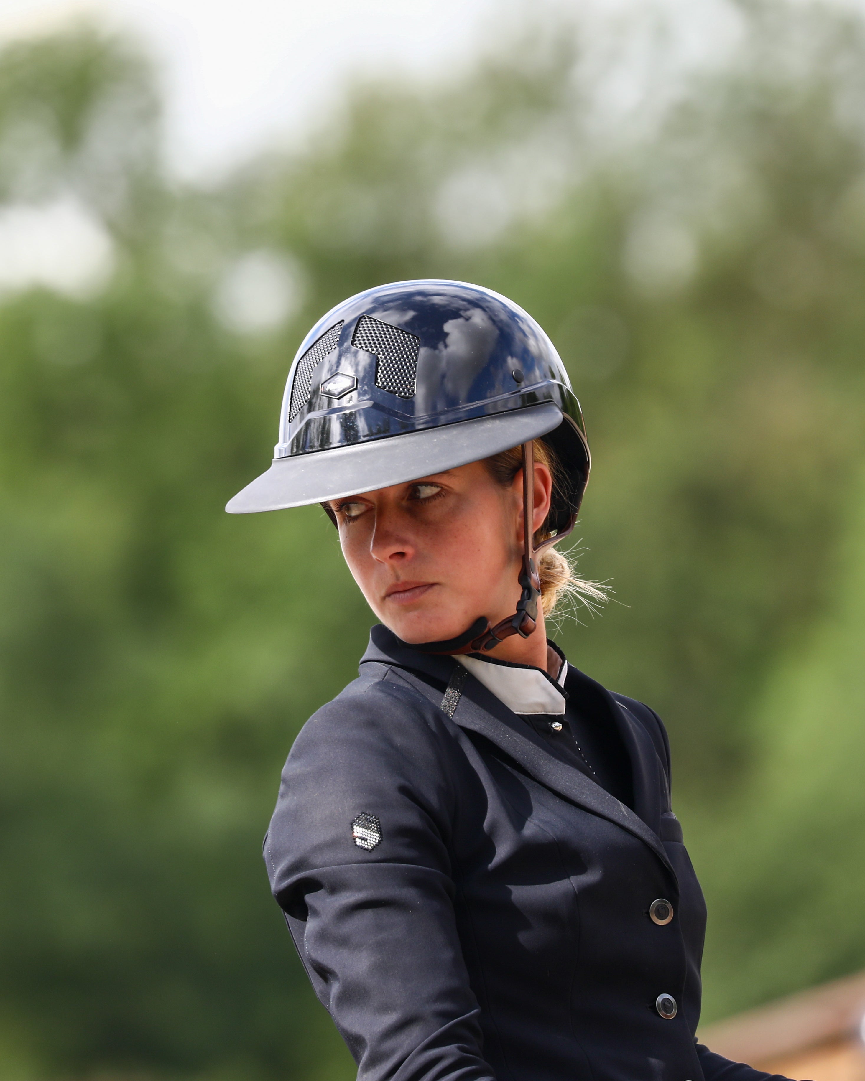 Flex-on Armet Paardrijhelm Star Angel Zwart Polo Klep Bruine Kinband