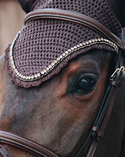 Kentucky Horsewear Fly Veil Long Stone & Pearl Brown