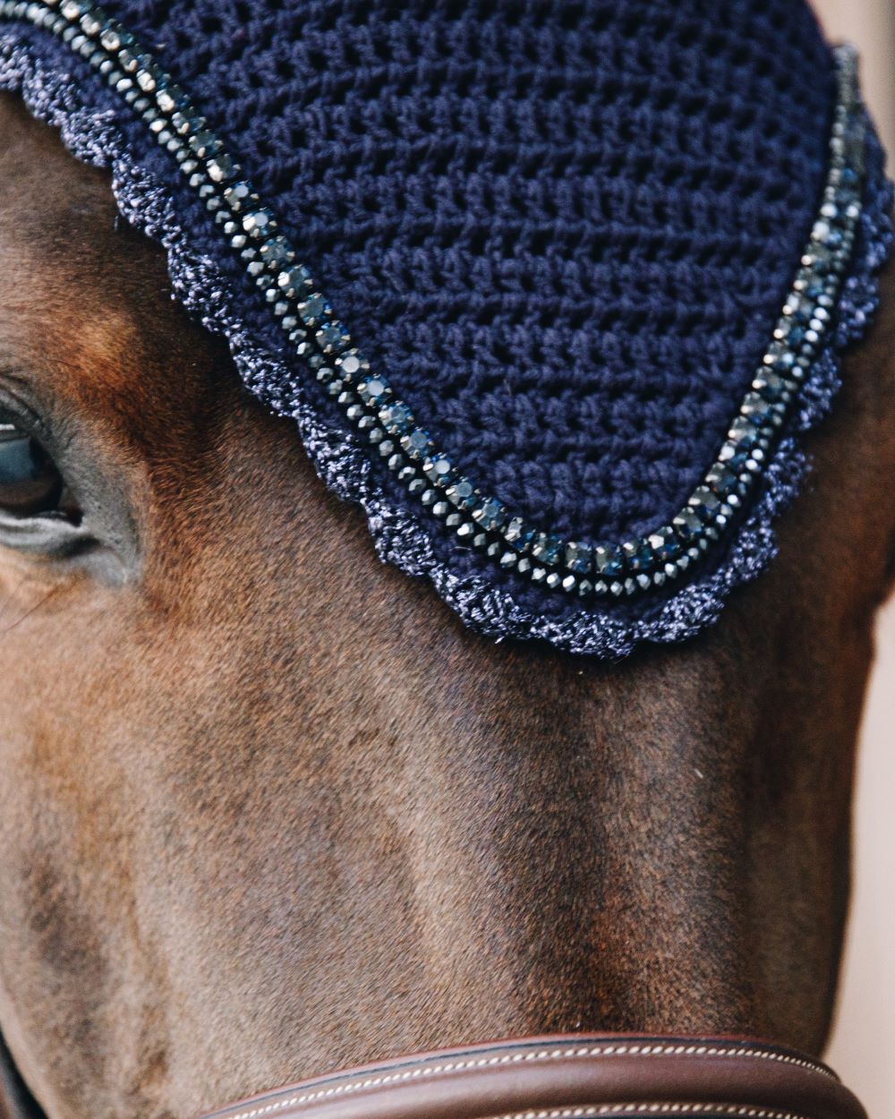 Kentucky Horsewear Vliegenmuts Lang Stone & Pearl Navy full