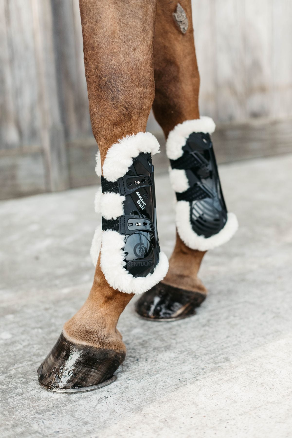 Kentucky Horsewear Peesbeschermers Bamboo Elastic Vegan Sheepskin Zwart
