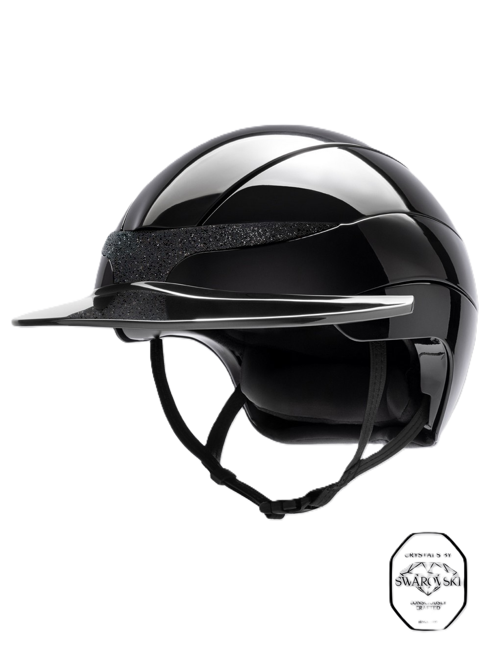 Equiline Paardrijhelm Xanto Sun Visor Gloss Swarovski Zwart