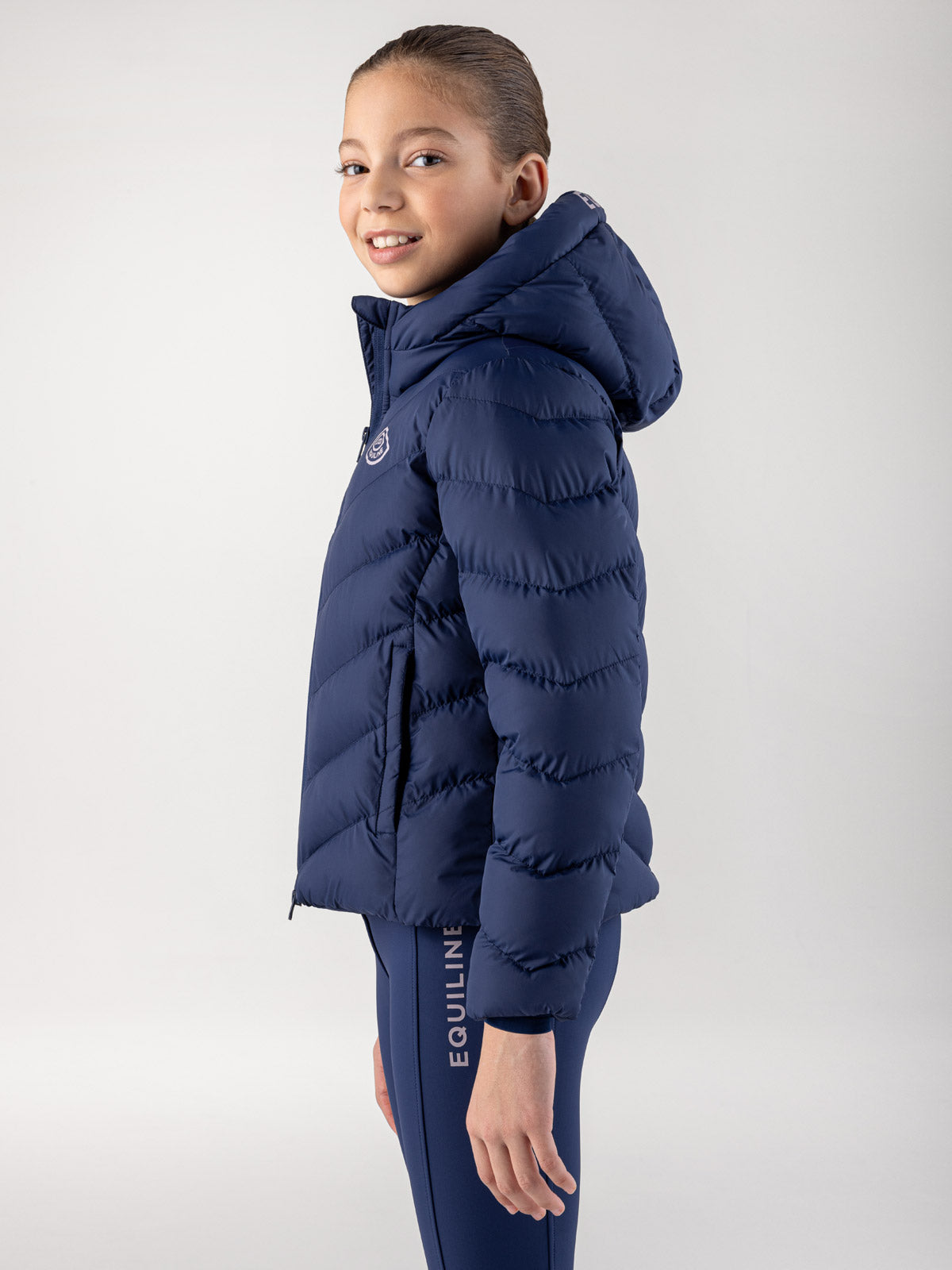 Equiline Padded Jacket Girls Cumin Navy