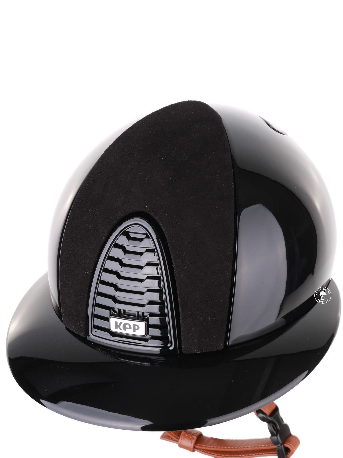 Kep Italia Paardrijhelm Cromo 2.0 Polish Polo Klep Zwart Suede Insert Beige Kinband