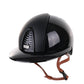 Kep Italia Riding Helmet Cromo 2.0 Polish Polo Peak Black Textile Inserts Beige Chin Strap