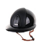 Kep Italia Riding Helmet Cromo 2.0 Polish Polo Peak Black Textile Inserts Beige Chin Strap