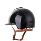 Kep Italia Riding Helmet Cromo 2.0 Polish Polo Peak Black Textile Inserts Beige Chin Strap