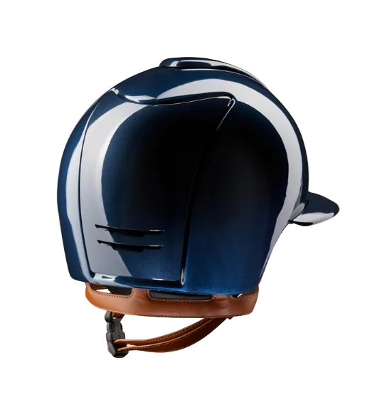 Kep Italia Paardrijhelm Cromo 2.0 Shine Polo Klep Blauw Chrome Frame Beige Kinband