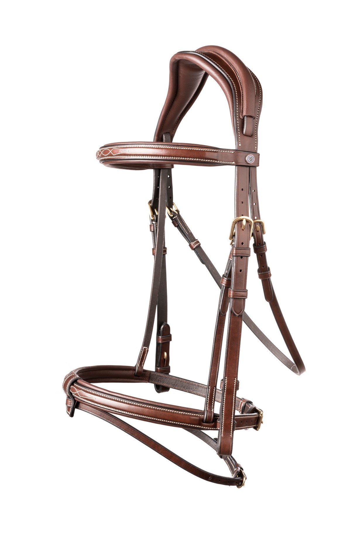 TRUST bridle Geneva combined noseband gold buckle Brown