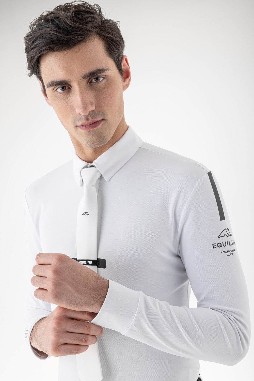 Equiline competition shirt men long sleeves Coonac white