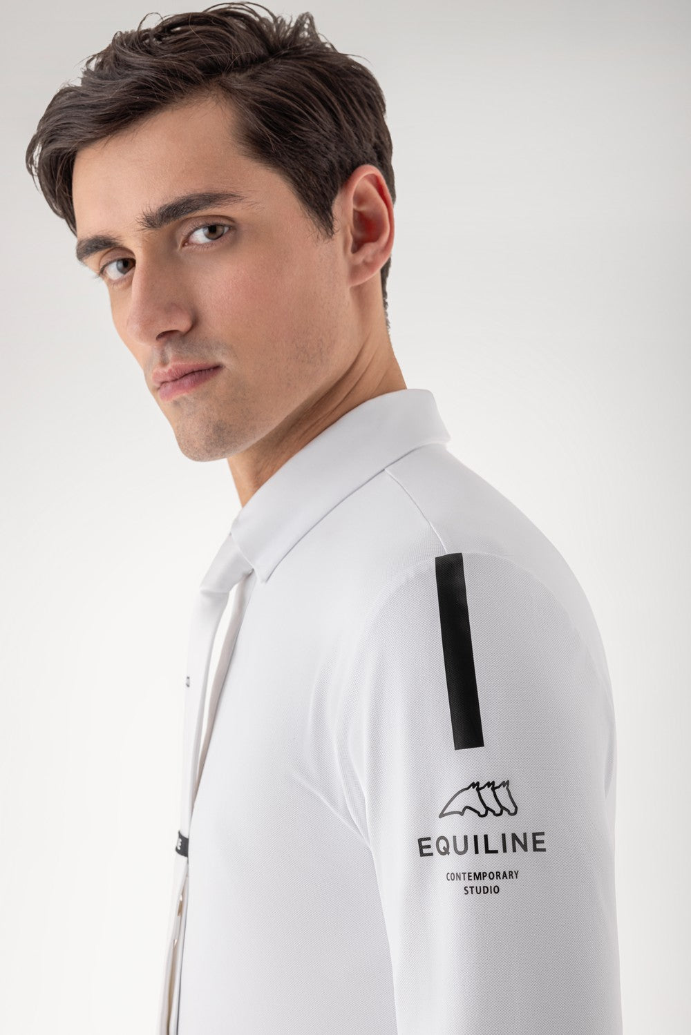 Equiline competition shirt men long sleeves Coonac white