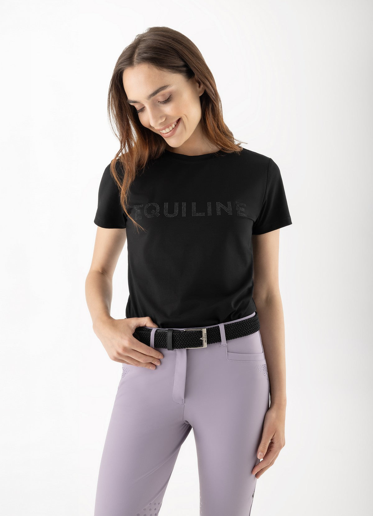 Equiline T-Shirt Dames Ronde Hals Eqgless Zwart Zwart