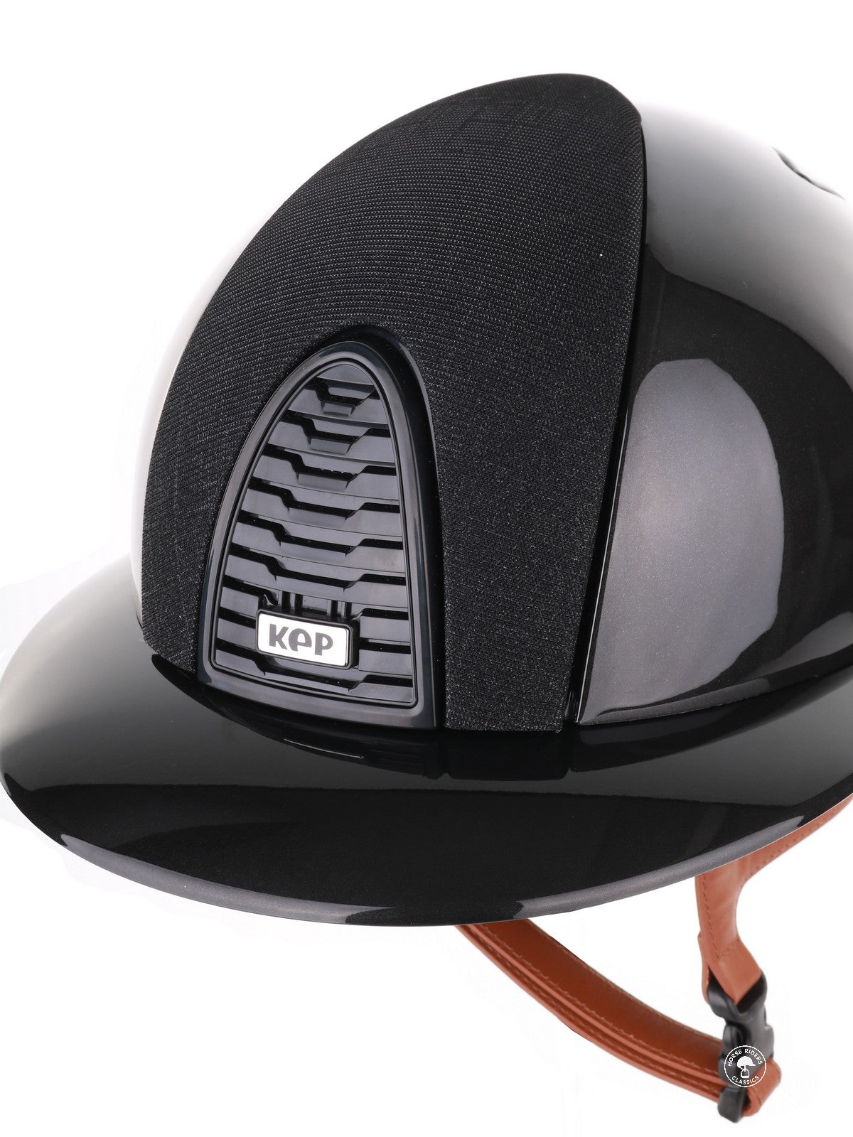 Kep Italia Riding Helmet Cromo 2.0 Shine Polo Peak Black RAW Frame Galassia Insert Beige Chin Strap