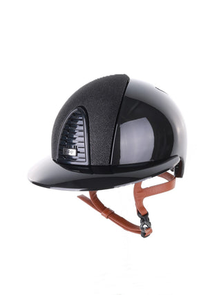Kep Italia Riding Helmet Cromo 2.0 Shine Polo Peak Black RAW Frame Luminor Insert Beige Chin Strap