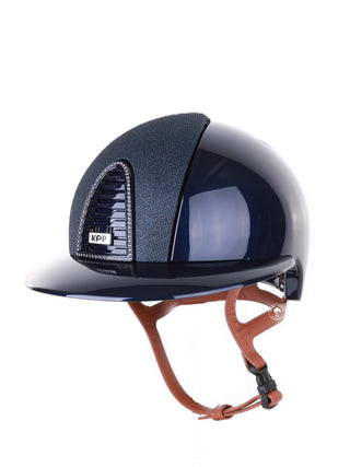 Kep Italia Riding Helmet Cromo 2.0 Polish Polo Peak Blue Swarovski Frame Beige Chin Strap