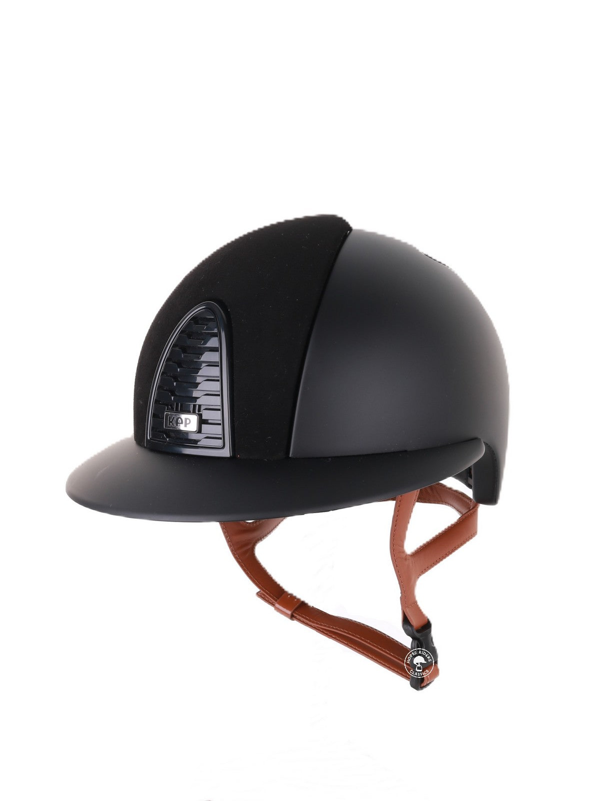 Kep Italia Paardrijhelm Cromo 2.0 Matt Polo Klep Zwart Suede Insert Beige Kinband