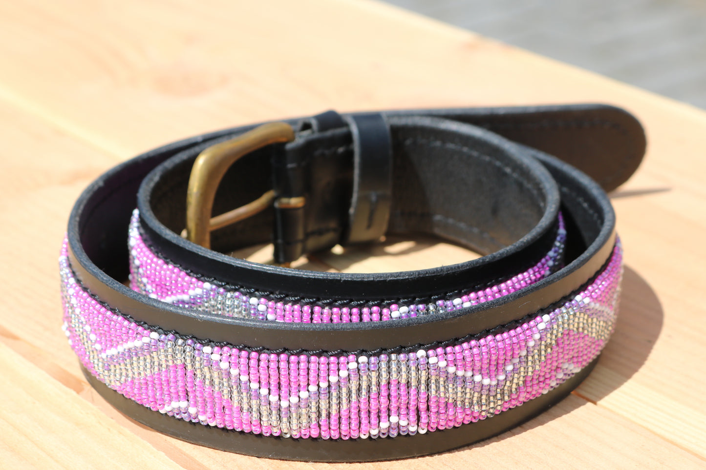 Belt with beads Kabaka Pink