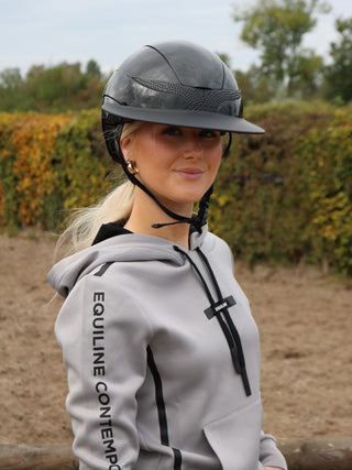 Equiline Horse Riding Helmet Xanto Sun Visor Gloss Strass Black