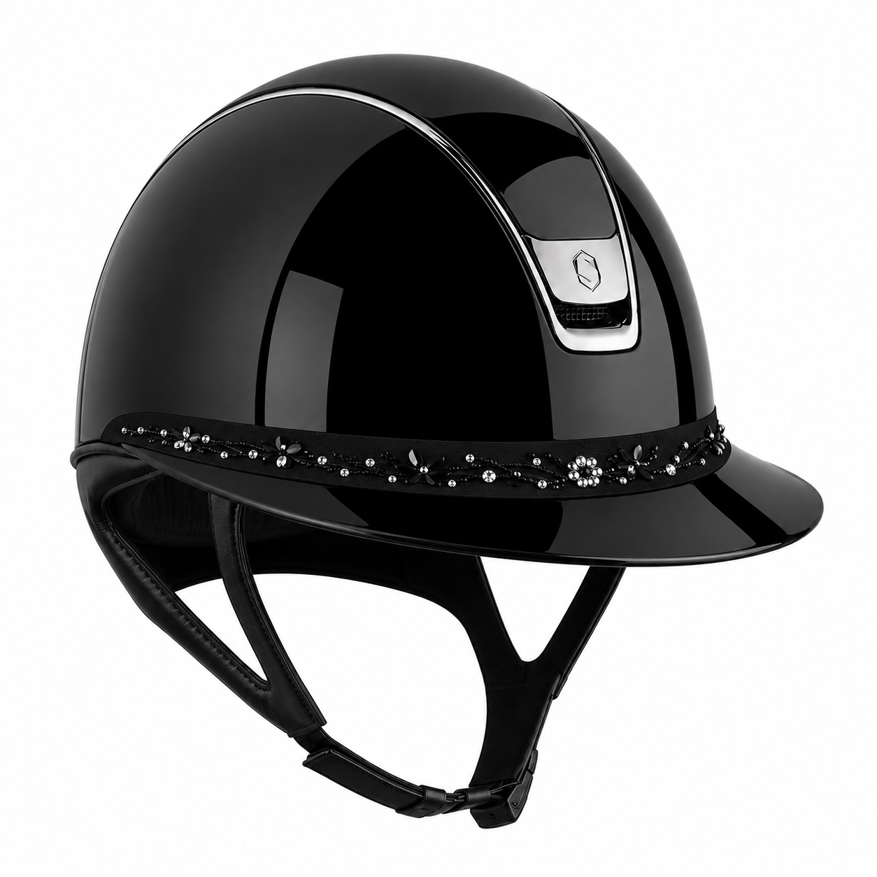Samshield 2.0 Paardrijhelm Miss Shield Shadowglossy Flower Jewellery FB Zwart