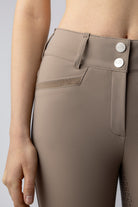 Equiline rijbroek dames knie grip hoge band Crystalek Taupe