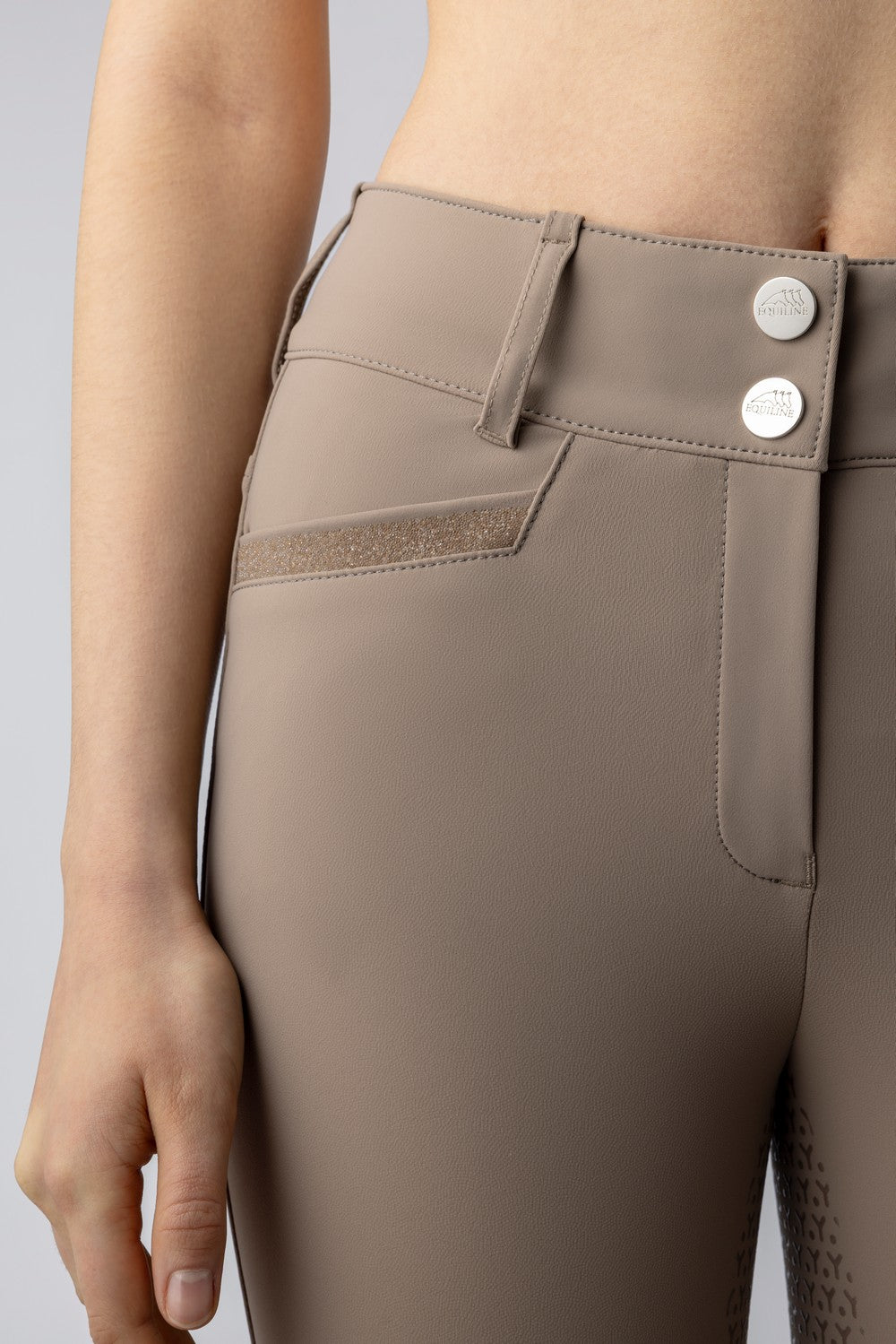 Equiline riding breeches women full grip high waist Crystalef Taupe