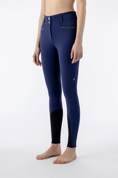Equiline riding breeches women knee grip high waist Crystalek Blueberry