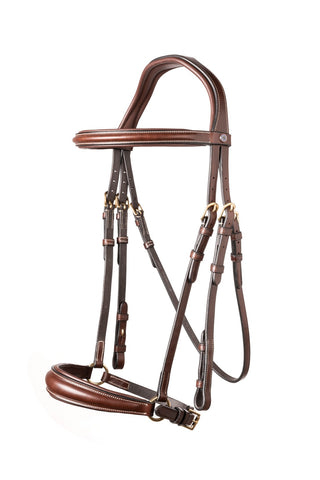 TRUST bridle Rome drop noseband golden buckles Brown