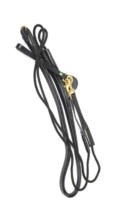 LJ Leathers Slofteugel Leder met koord Zwart