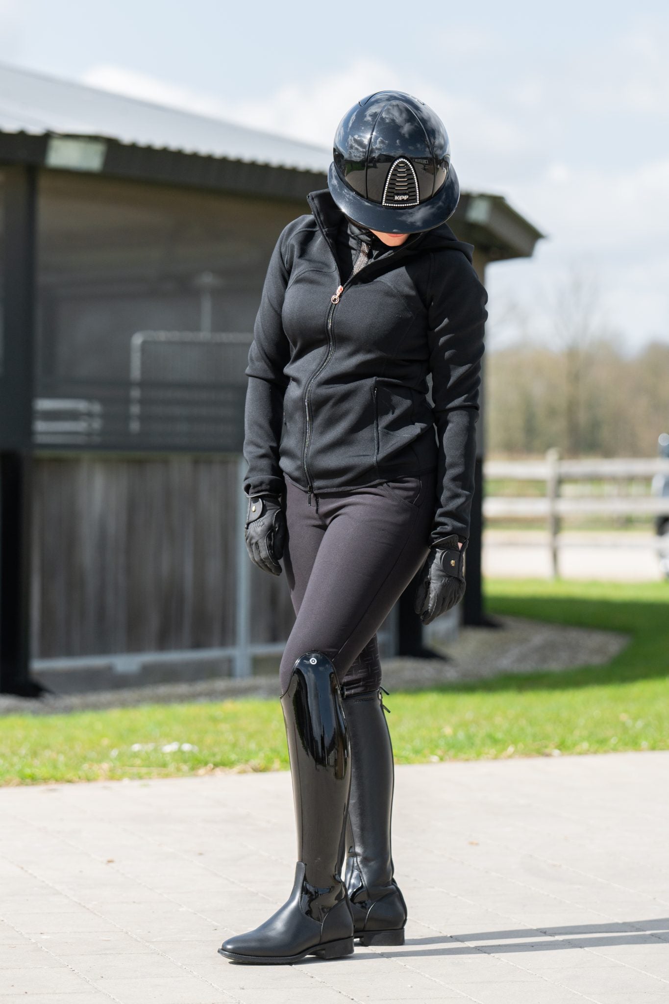 Tricolore paardrijlaarzen Puro Dress Patent Swarovski logo