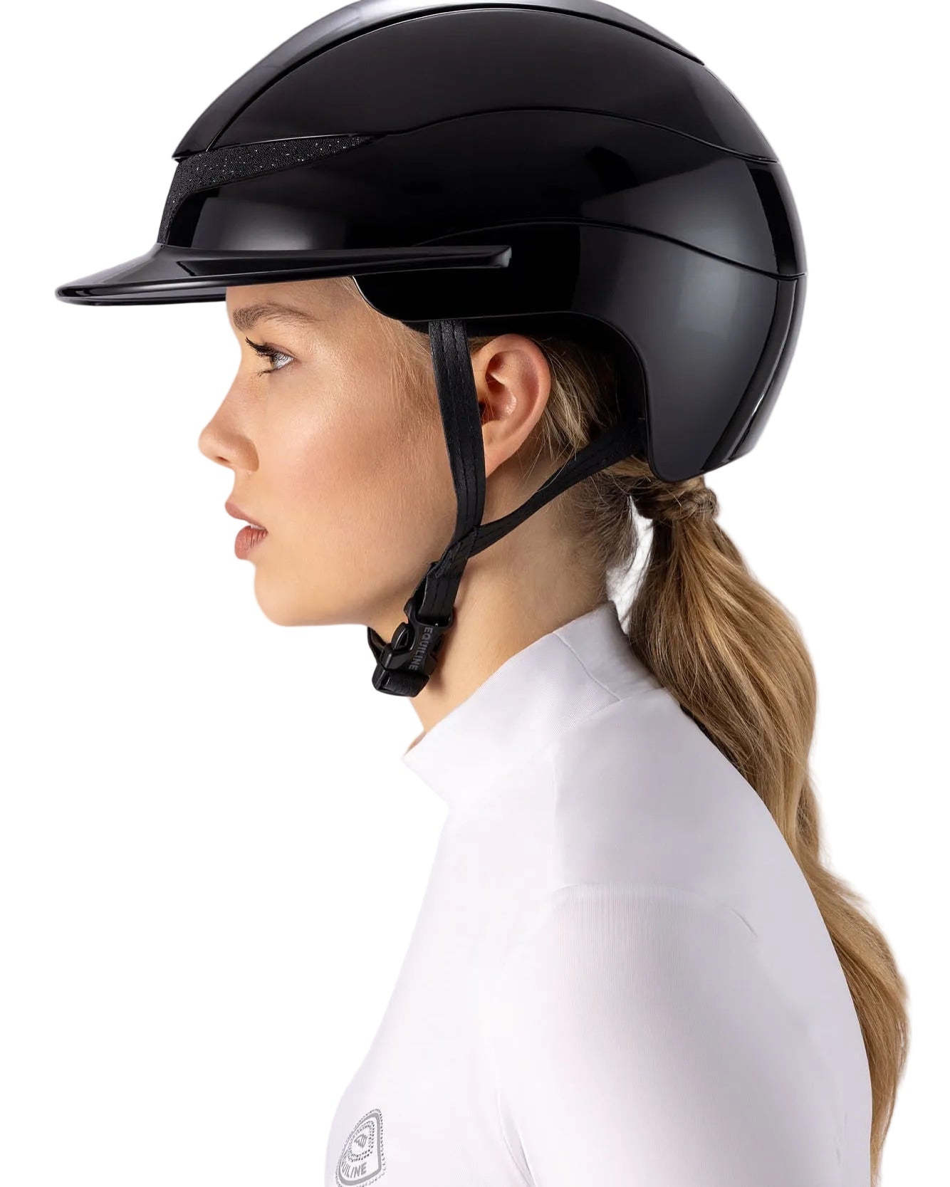 Equiline Paardrijhelm Xanto Sun Visor Gloss Strass Zwart