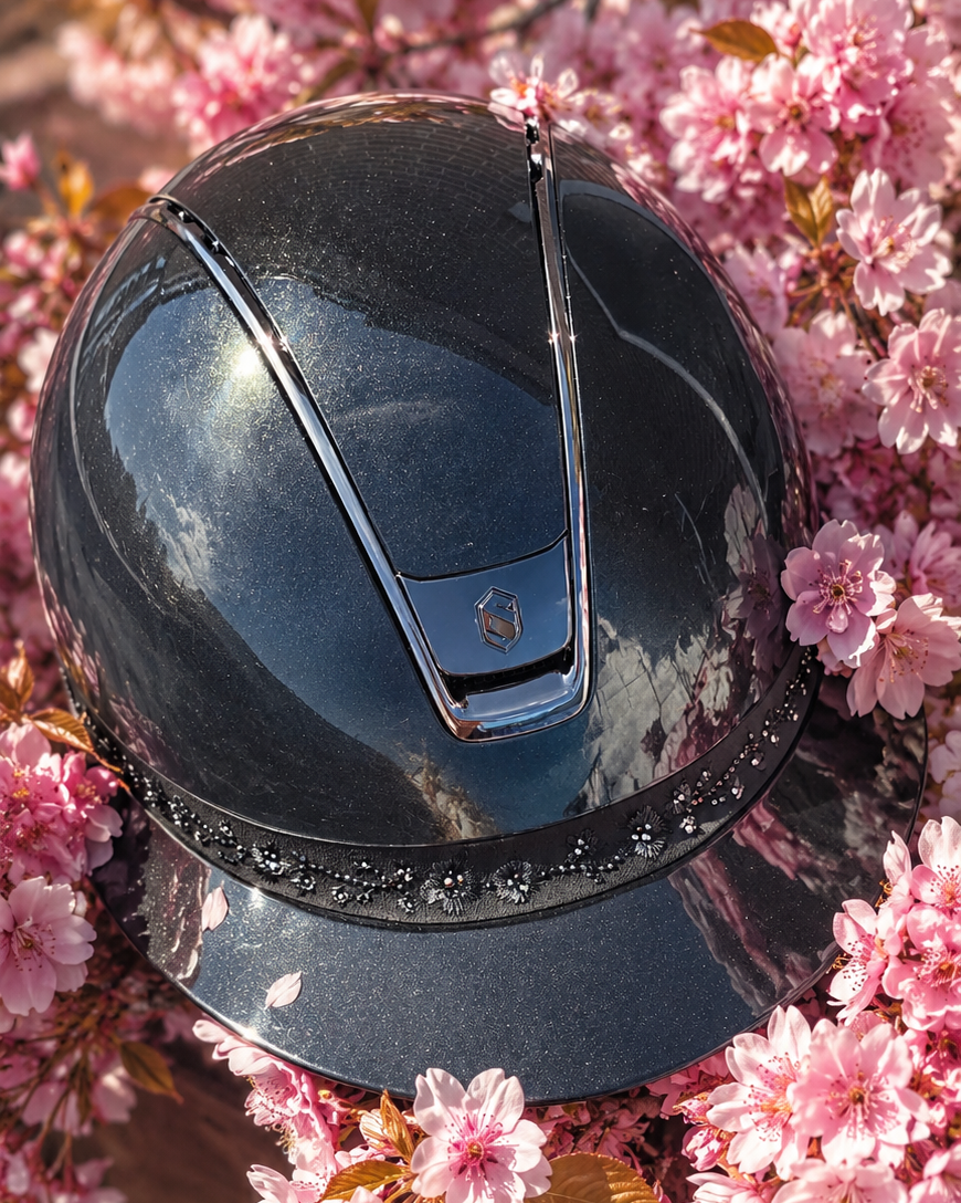 Samshield 2.0 Paardrijhelm Miss Shield Shadowglossy Cherry Blossom FB Zwart Zwart