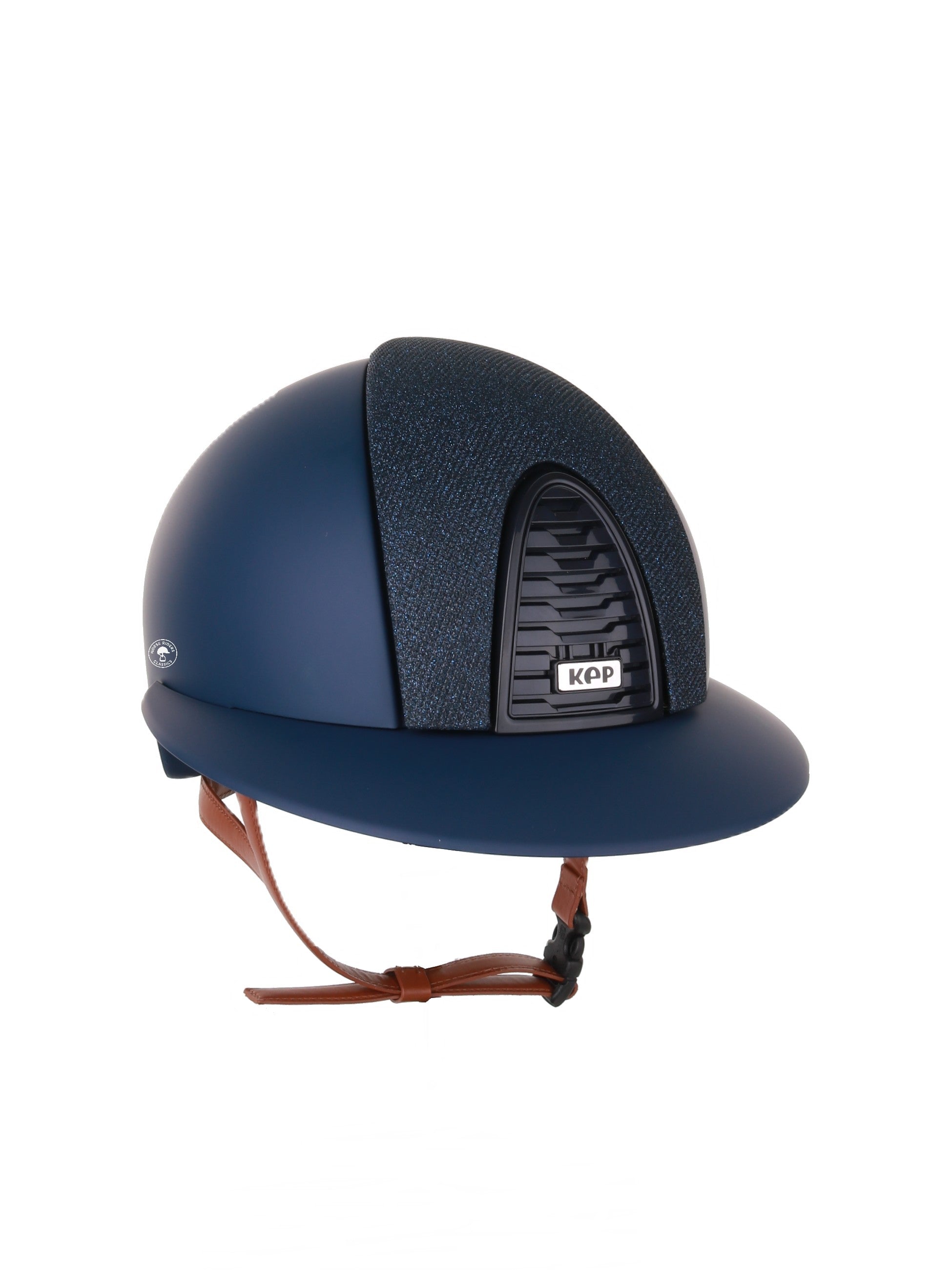 Kep Italia Paardrijhelm Cromo 2.0 Matt Polo Klep Blauw RAW Frame Luminor Blue Insert Beige Kinband