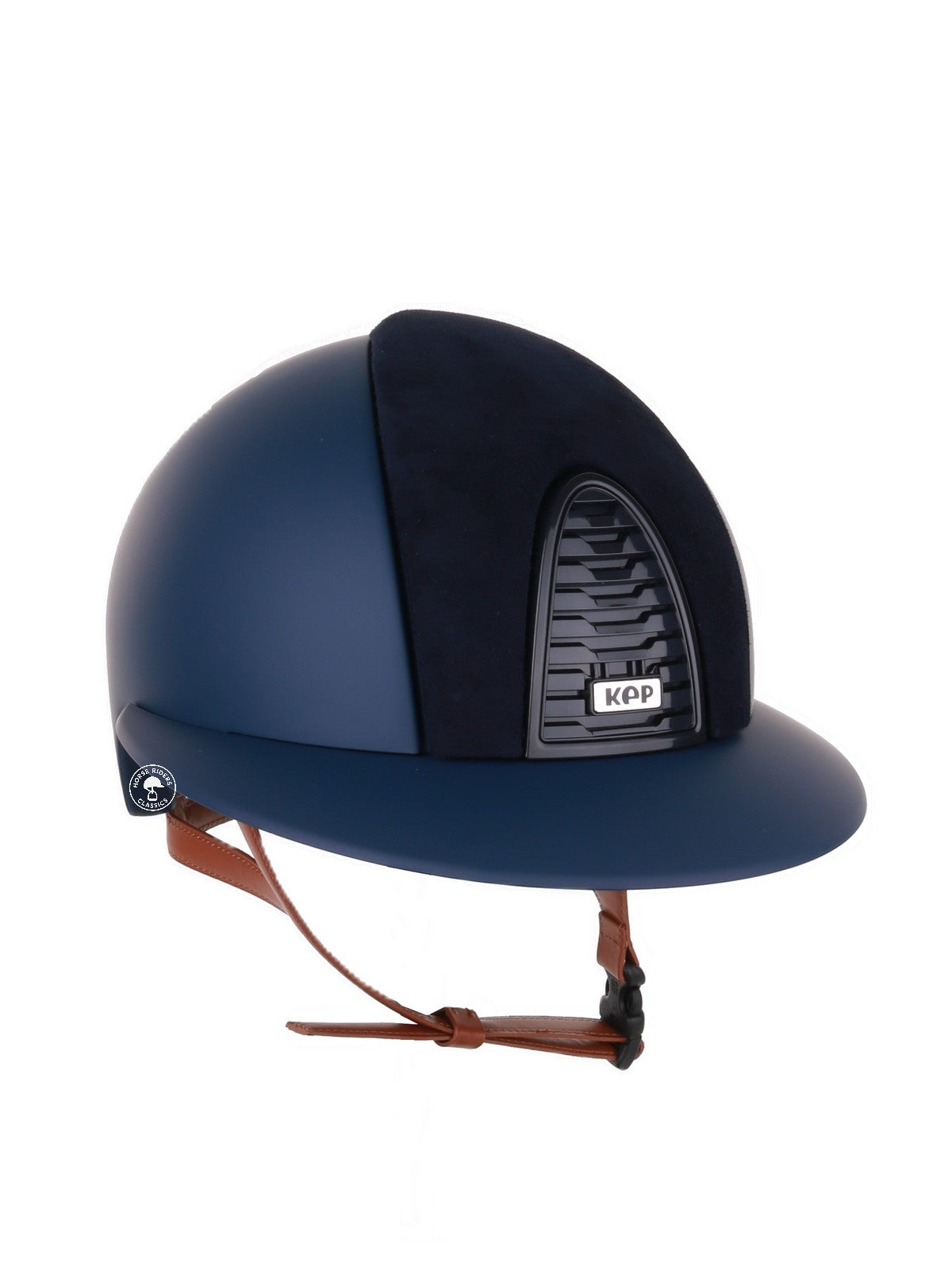 Kep Italia Paardrijhelm Cromo 2.0 Matt Polo Klep Blauw RAW Frame Suede Insert Beige Kinband