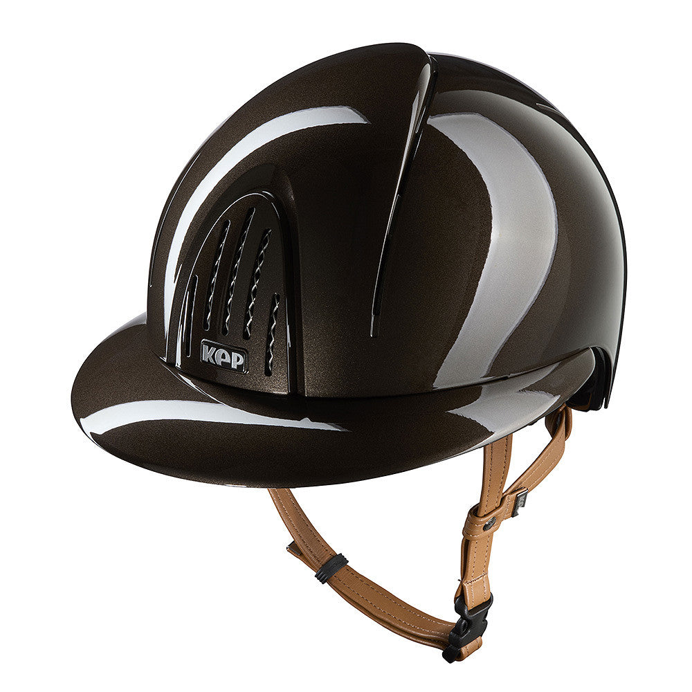 Kep Italia Paardrijhelm Smart Nova Polish Polo Klep Beige Kinband Bruin