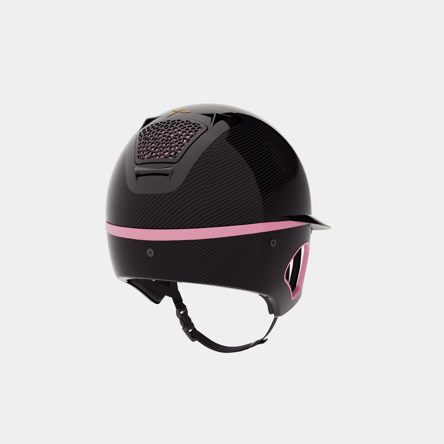 Freejump Helmet Voronoï with Temple Protection Carbon Gloss Pink Lady Black