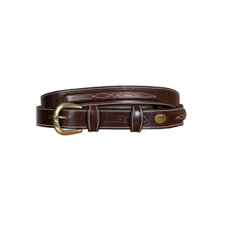 Dyon leather belt with fancy stitching