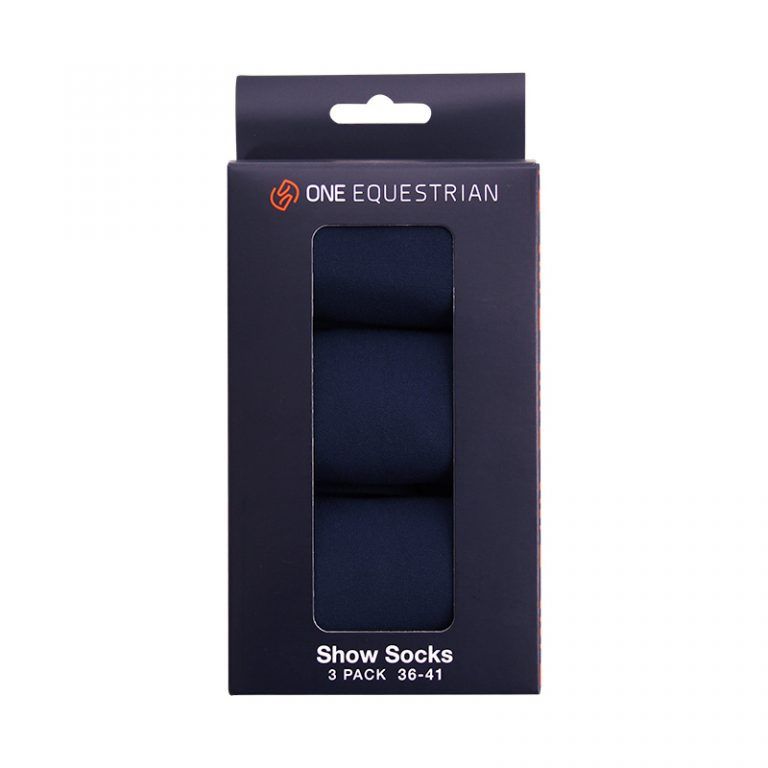 One Equestrian Show Socks Horse Riding Socks 3 pack Blue/Grey