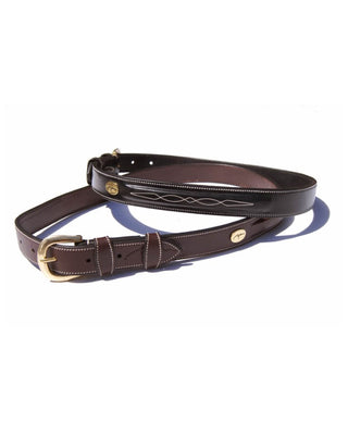 Dyon leather belt with fancy stitching